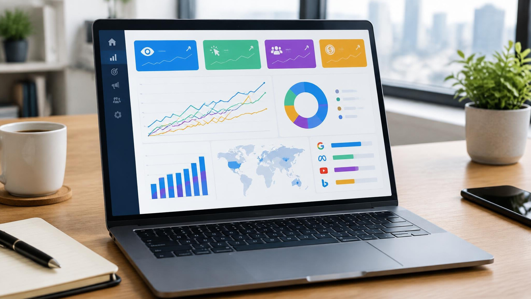 Digital advertising dashboard displayed on a laptop screen