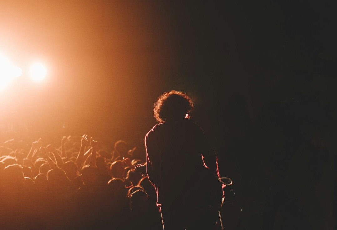 Uruguayan pop singer performing under stage lights